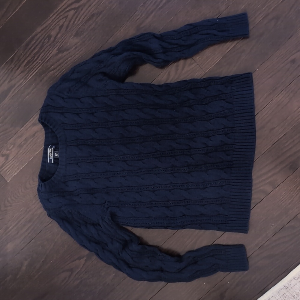 Lands End Women's Navy Blue Cable Knit Sweater